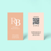 Simple Monogram QR Code Peach | Connect with Me Visitekaartje