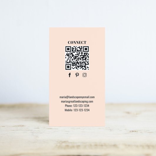 Simple Monogram QR Code Peach | Connect with Me Visitekaartje
