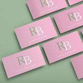 Simple Monogram QR Code Pink | Connect with Me Visitekaartje