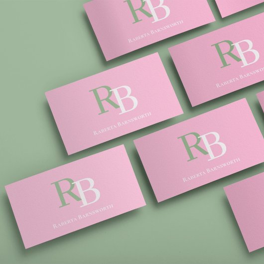 Simple Monogram QR Code Pink | Connect with Me Visitekaartje