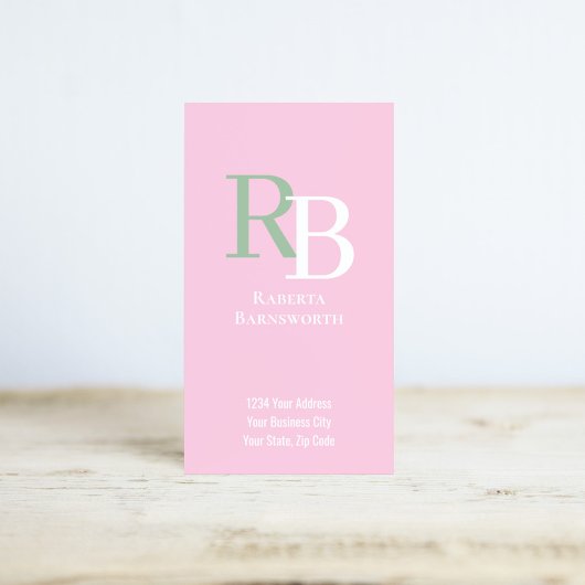 Simple Monogram QR Code Pink | Connect with Me Visitekaartje