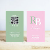 Simple Monogram QR Code Pink | Connect with Me Visitekaartje
