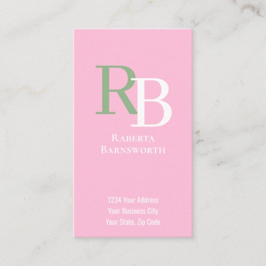 Simple Monogram QR Code Pink | Connect with Me Visitekaartje (Voorkant)