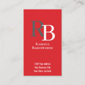 Simple Monogram QR Code Red | Connect with Me Visitekaartje (Voorkant)