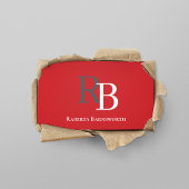 Simple Monogram QR Code Red | Connect with Me Visitekaartje