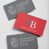 Simple Monogram QR Code Red | Connect with Me Visitekaartje