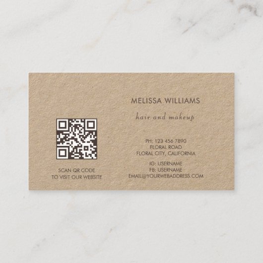 Simple Monogram Rustic Visitekaartje (Achterkant)