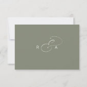 Simple Monogram Sage Green Wedding RSVP Kaart (Achterkant)