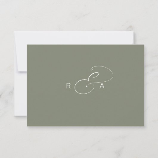 Simple Monogram Sage Green Wedding RSVP Kaart (Achterkant)