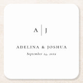 Simple Monogram Script Calligraphy Wedding Kartonnen Onderzetters (Voorkant)