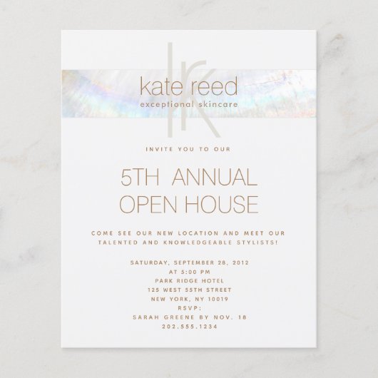 Simple Monogram Seashell White Striped Flyer (Voorkant)