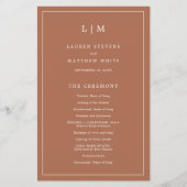 Simple Monogram Terracotta Budget Wedding Programm Flyer (Voorkant)