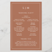 Simple Monogram Terracotta Budget Wedding Programm Flyer (Achterkant)