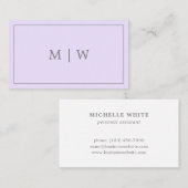 Simple Monogram Violet Lila pasteel Paars Visitekaartje (Voorkant / Achterkant)