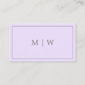 Simple Monogram Violet Lila pasteel Paars Visitekaartje (Voorkant)