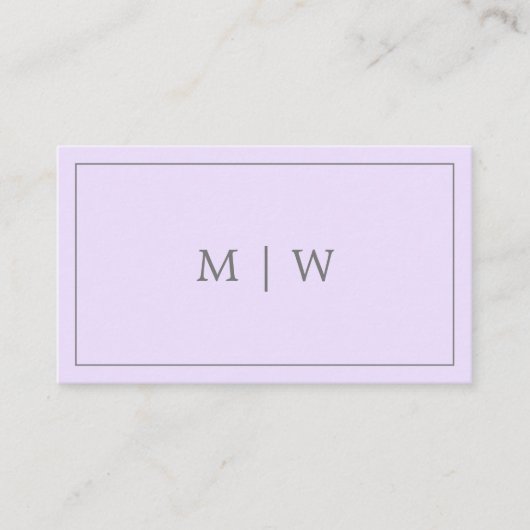 Simple Monogram Violet Lila pasteel Paars Visitekaartje (Voorkant)