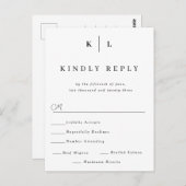 Simple Monogram Weddenschap RSVP Card Briefkaart (Voorkant / Achterkant)