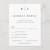 Simple Monogram Weddenschap RSVP Card Briefkaart (Voorkant)