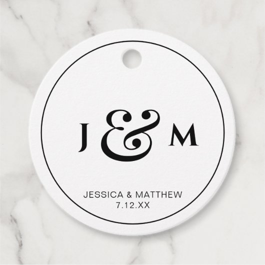 Simple Monogram Wedding Bedankjes Labels (Voorkant)