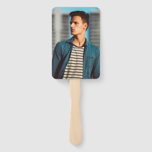 Simple Mortar Board Navy Blue Photo Afstuderen Handwaaier (Achterkant)