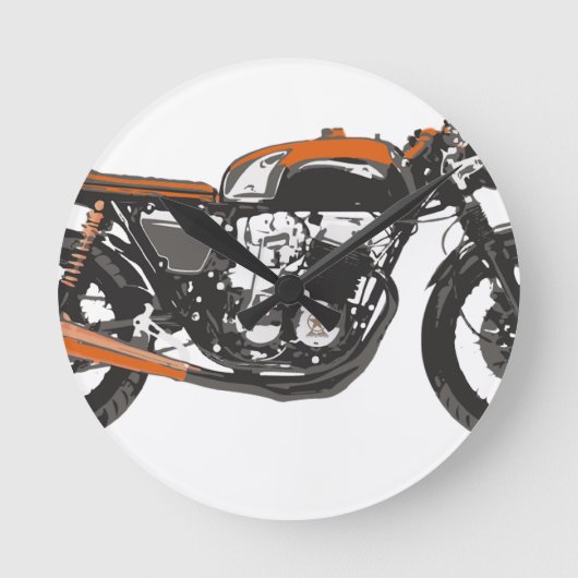 Simple Motorcycle - Cafe Racer 750 Drawing Ronde Klok (Voorkant)