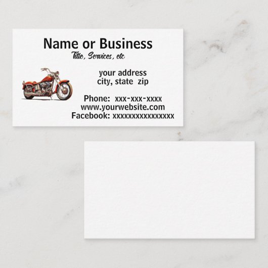 SImple motorfiets afbeelding Visitekaartje (Voorkant / Achterkant)