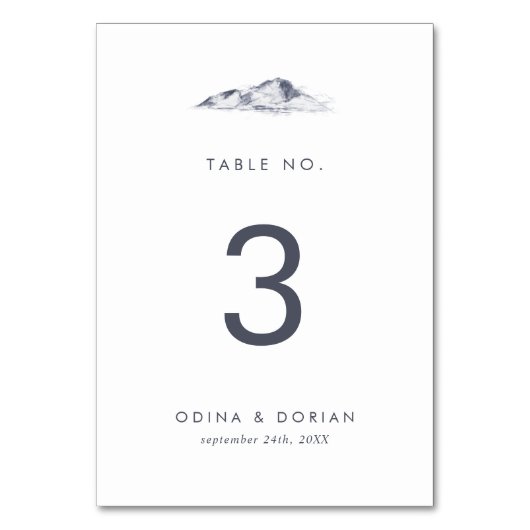 Simple Mountain Table Number Kaart (Achterkant)