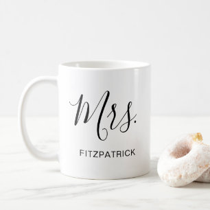 Simple Mrs Last Name Pas getrouwd Bride Wedding Koffiemok