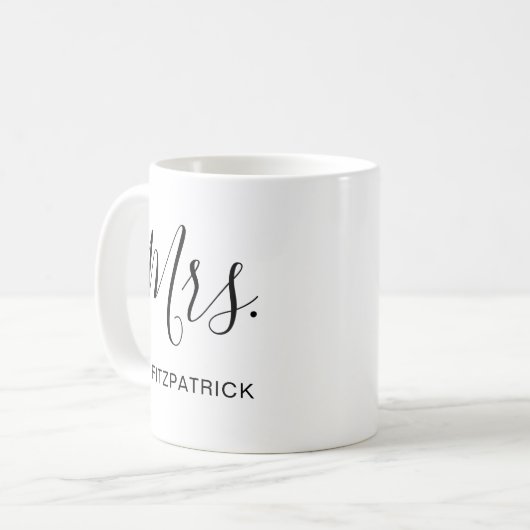 Simple Mrs Last Name Pas getrouwd Bride Wedding Koffiemok (Voorkant links)