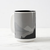 Simple mug with gray mountain landscape tweekleurige koffiemok (Voorkant links)