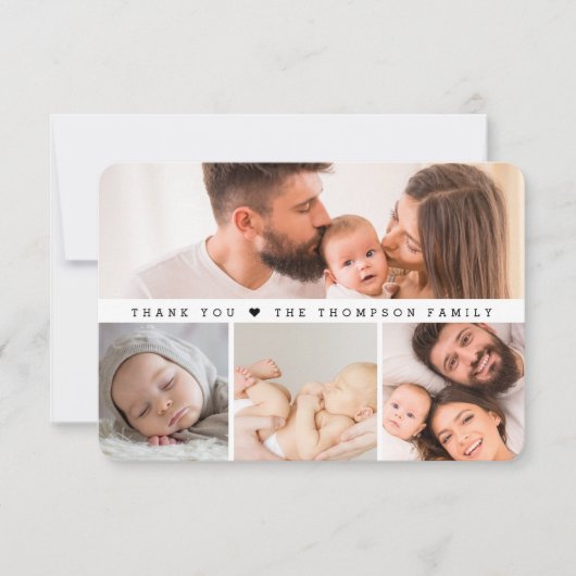 Simple Multi Photos Baby Shower small note Bedankkaart (Voorkant)
