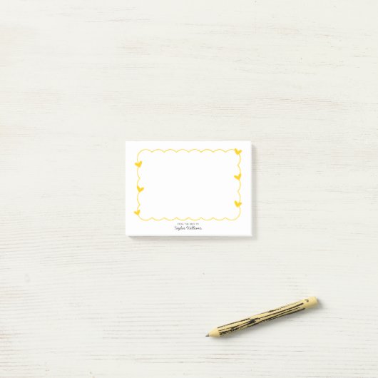 Simple Mustard Wavy Border Heart Stationery Post-it® Notes (Op bureau)
