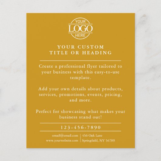 Simple Mustard Yellow Business Logo Promotional Flyer (Voorkant)