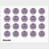 Simple Muted Amethyst Purple Monogram Wedding Ronde Sticker (Vel)