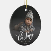Simple My First Christmas Calligraphy Script Photo Keramisch Ornament (Rechts)