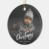 Simple My First Christmas Calligraphy Script Photo Keramisch Ornament (Links)