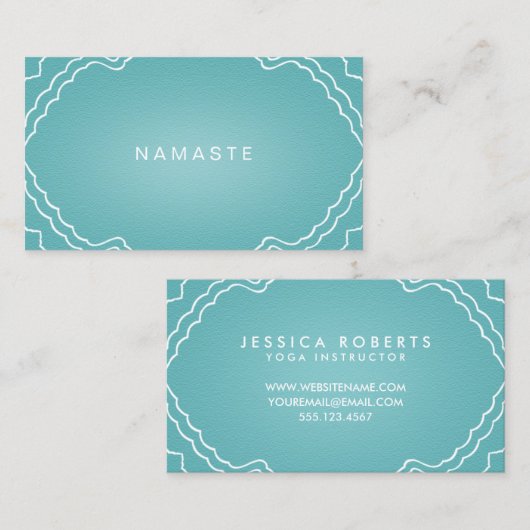 Simple Namaste Yoga Teacher Aqua Blauwgroen Visitekaartje (Voorkant / Achterkant)