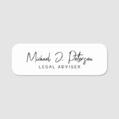 Simple name script professional basic white naamplaatje (Voorkant)