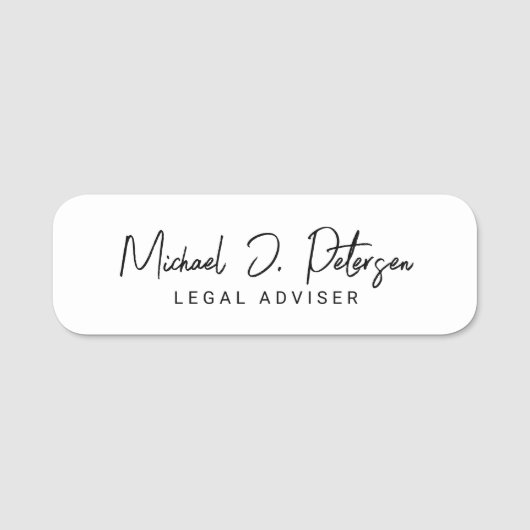 Simple name script professional basic white naamplaatje (Voorkant)