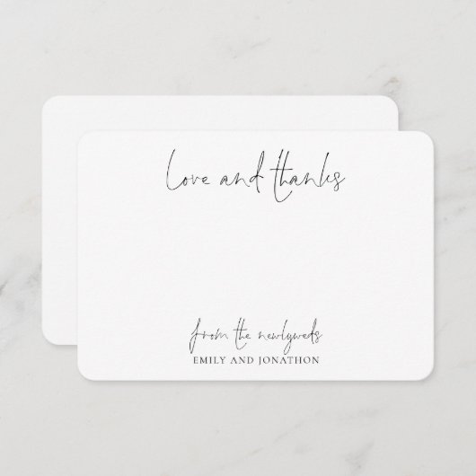 Simple Name Script Wedding Pas getrouwd Love Bedan Bedankkaart (Voorkant / Achterkant)