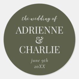 Simple Names Wedding Date Favor Envelope Ronde Sticker