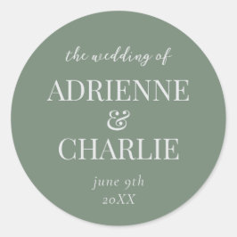 Simple Names Wedding Date Favor Envelope Ronde Sticker