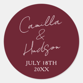 Simple Names Wedding Date Favor Envelope Ronde Sticker