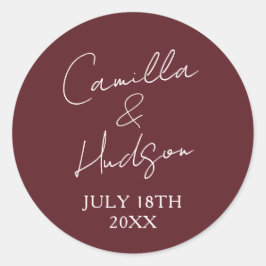 Simple Names Wedding Date Favor Envelope Ronde Sticker