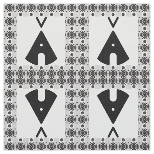 Simple Native American Tipi Black Stof (Swatch)
