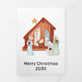 Simple Nativity Scene Church Christmas Drieluik Wenskaart (Cover)