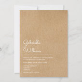 Simple Natural Script Rustic Kraft Photo Wedding Kaart (Voorkant)
