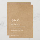 Simple Natural Script Rustic Kraft Wedding Kaart (Voorkant / Achterkant)