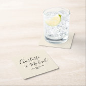 Simple Natural White Script Minimalist Wedding Kartonnen Onderzetters (Insitu)