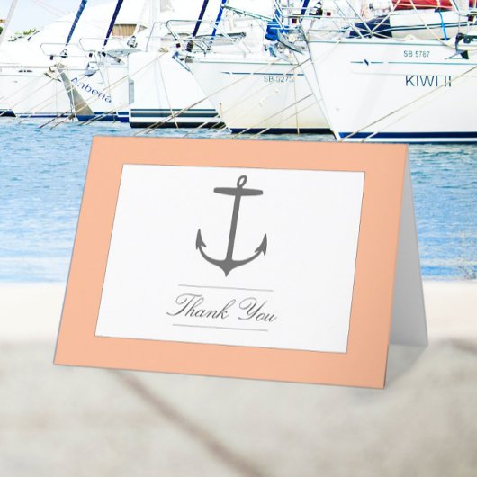 Simple Nautical Anchor Wedding | Peach Bedankkaart